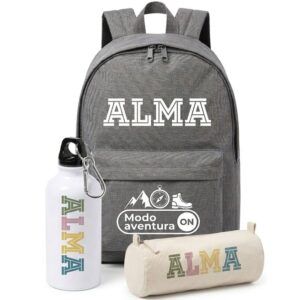 Regalos personalizados para momentos especiales – kit Quiero – Kit escolar gris