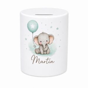 Regalos personalizados para momentos especiales – kit Quiero – hucha cerámica elefante personalizada